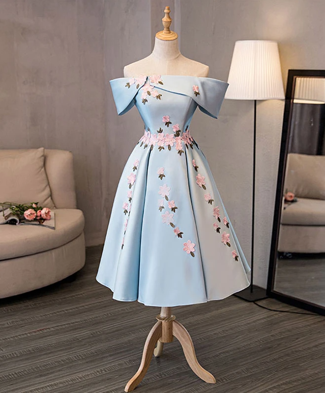 Blue Cute Short Prom Dress, Blue Homecoming Dress,pl1614