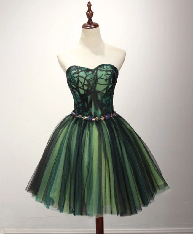 Stylish Tulle Lace Short Prom Dress, Cute Evening Dress,pl1651