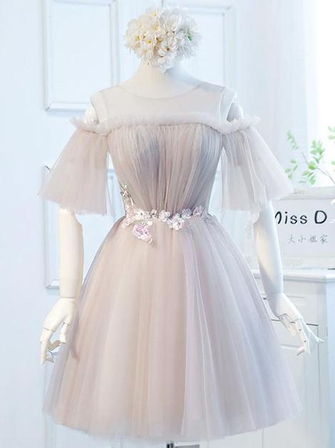 Charming Tulle Scoop Neckline Elegant Homecoming Dresses For Teens ,pl1803
