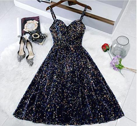 Glitter Spaghetti Straps Back Open Short Dresses Tight Tea Length Homecoming Dress For Teens ,pl1805