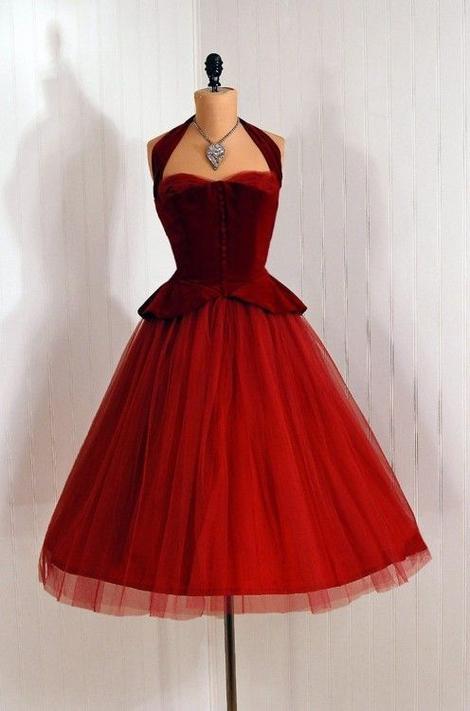 Vintage Halter Neckline Short Homecoming Dress ,pl1808