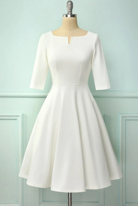 White Short Sleeves Homecoming Dress ,pl1842