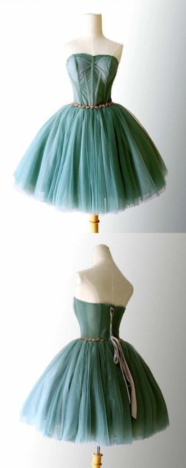 Elegant Tulle Strapless Short Homecoming Dress, Sweet Ball Gown ,pl1849