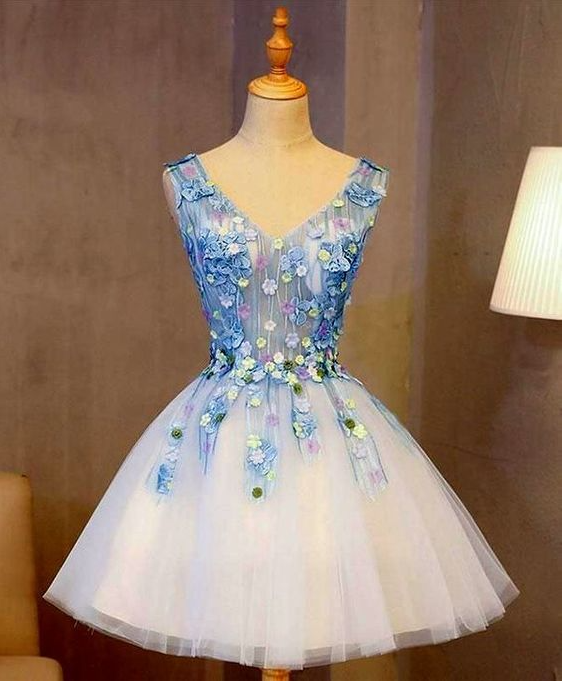 Cute Dresses, Homecoming Dress Blue, Lace Dresses, Dresses Short,pl1870