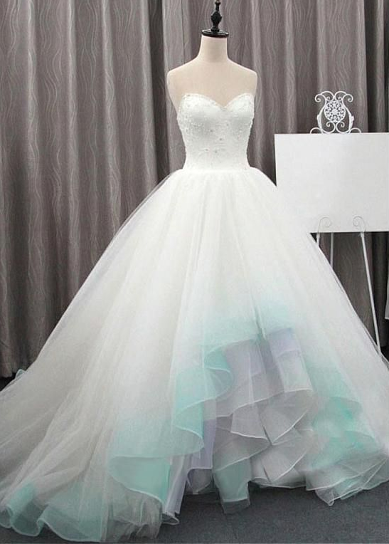 Magbridal Fashionable Tulle & Organza Sweetheart Neckline Ball Gown Prom Wedding Dresses With Beadings & 3d Flowers,pl1936