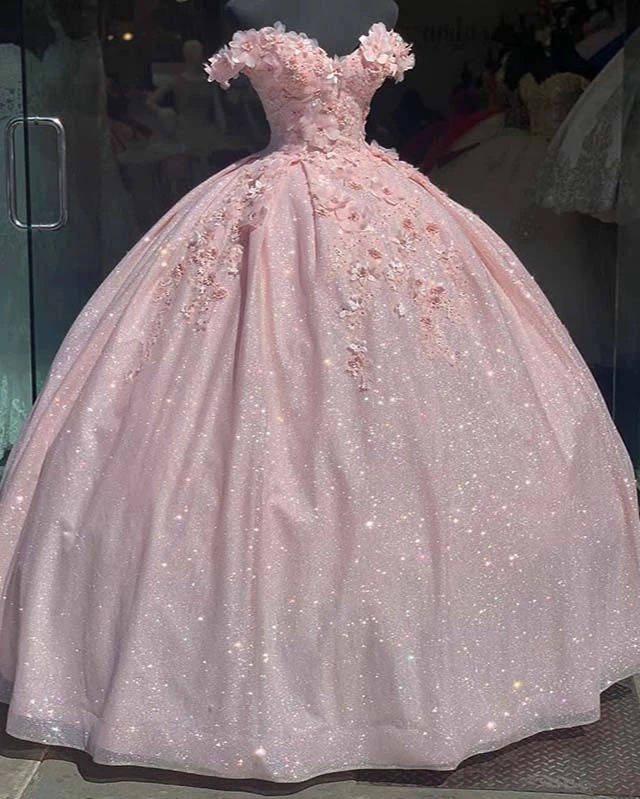 Pink Glitter Sweetheart Prom Dress Ball Gown,pl2014