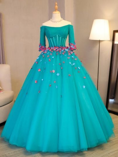 High Quality Scoop Ball Gown Bowknot Lace Pearls Court Train Quinceanera Dress,pl2016