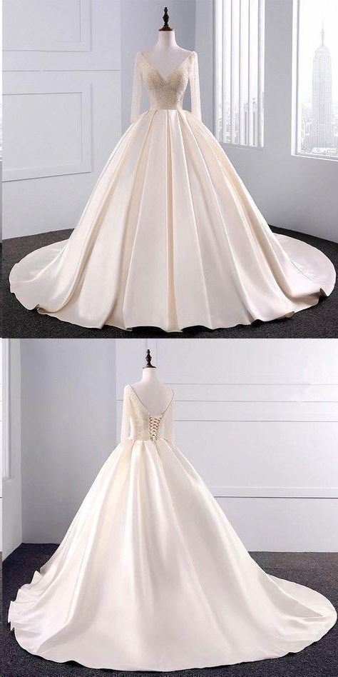 Ball Gown Wedding Dresses Long Train Beading V-neck Sexy Big Colored Bridal Gown,pl2042