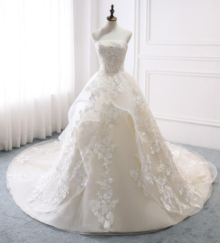 Wedding Dress Champagne, Wedding Dress Unique, Wedding Gown Lace,wedding Dress Princess Gown,wedding Dress Floral Lace,wedding Dress
