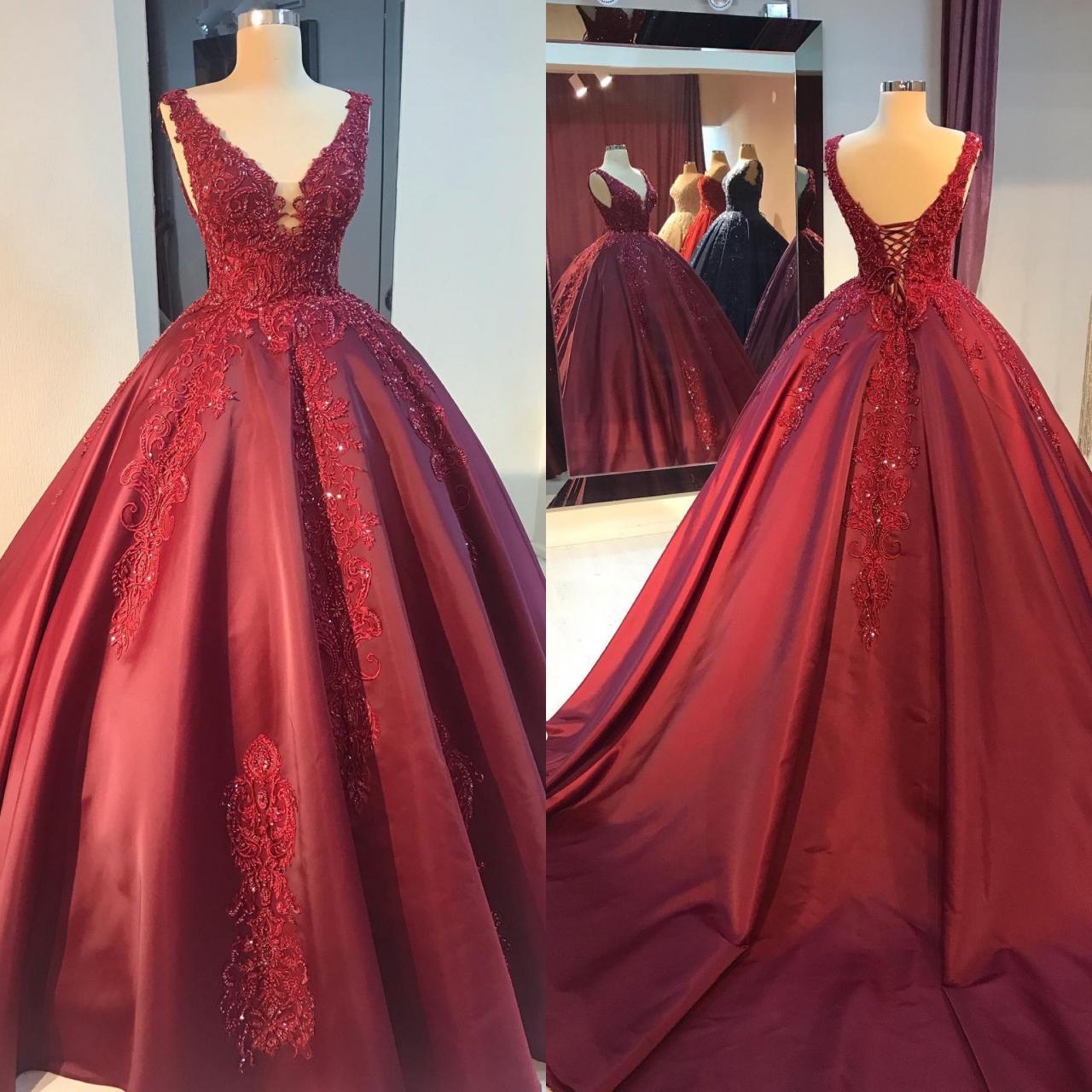 Ball Gown Prom Dress Custom Evening Dresses Ball Gown Red Wedding Dress ...