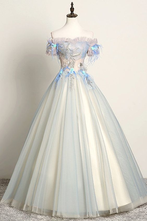 Unique Sweetheart Long Off Shoulder Party Dress, Lace Prom Dress,PL2277