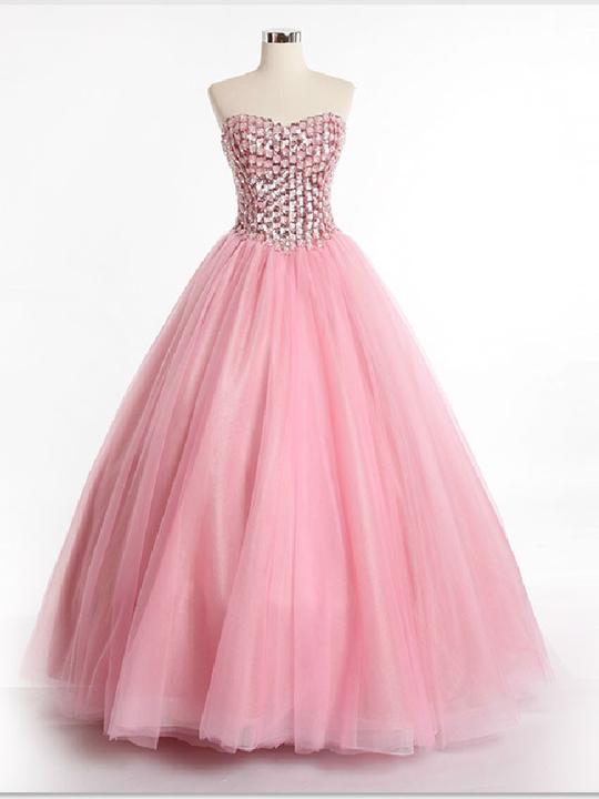 Strapless Pink Prom Formal Dress With Sparkly Jewels ,pl2289