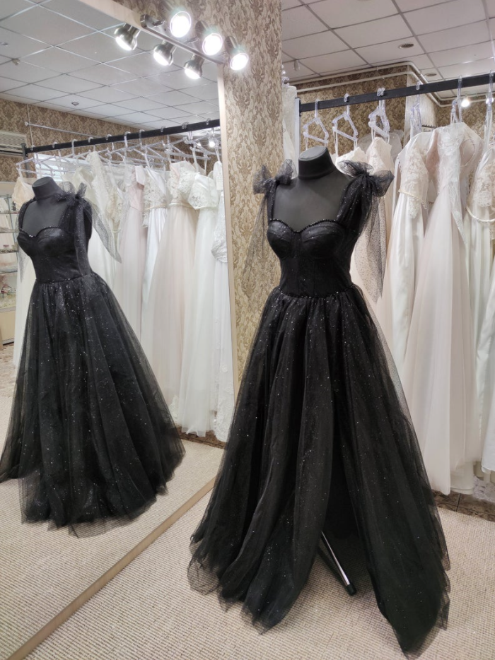 Black Tulle Dress, Sleeveless Evening Dress, Black Evening Gown, Black Party Dress, Wedding Guest Dress, Corset Dress,pl2367