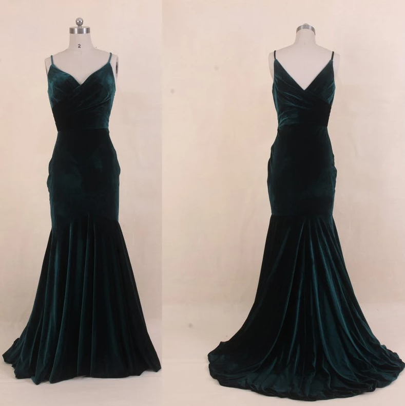 Velvet Bridesmaid Dress Green,2021 Mermaid Prom Dress,spaghetti Strap Wedding Dress,long Party Dress,custom Womens Formal Evening Dresses,pl2381