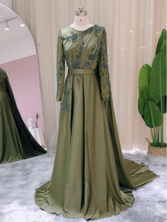 Custom Made Prom Dress Long Sleeves Dubai Evening Dresses Muslim Women Wedding Party Gowns 2021 Elegant Modest Arabic Engagement,pl2385