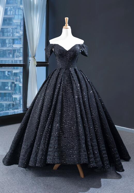 Ball Gown Cape Sleeves Sweetheart Black Satin Prom Dresses Evening Dresses,pl2597