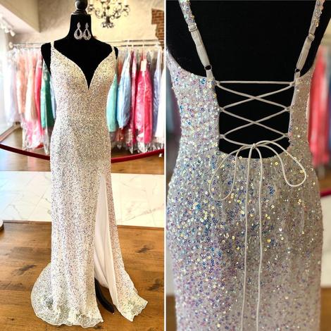 Sparkle Tight Sequined Long Party Dress With Lace Up Back Prom Dress,pl2612