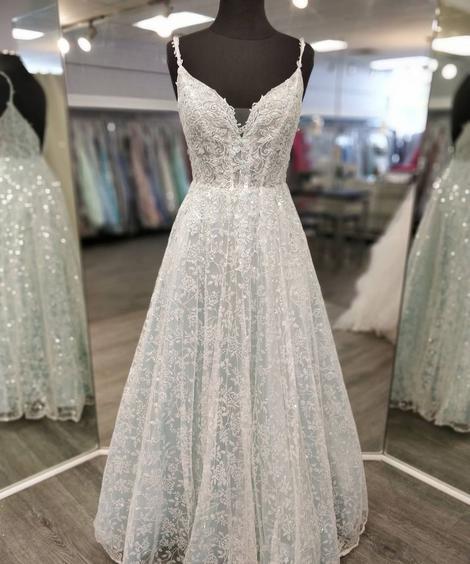 Princess A-line Baby Blue Lace Formal Dress Prom Dress,pl2613