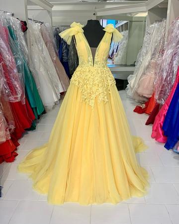 Priness Yellow Tulle Long Formal Dress,pl2627