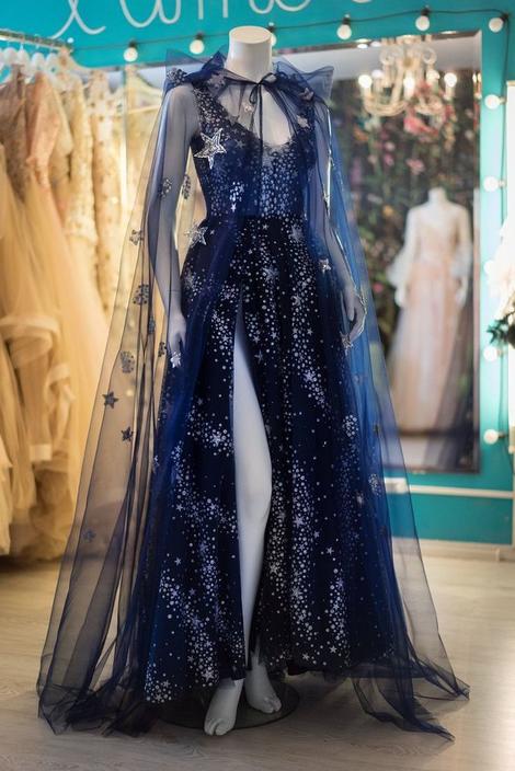 Beautiful A-line V Neck Long Prom Dress With Split,pl2678