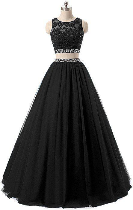 Black Two Piece Long Prom Dress, Charming Prom Dress,pl2681