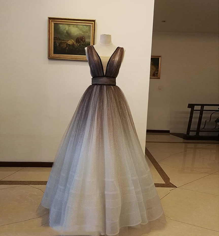 Elegant Prom Dress,deep V-neck Prom Dress,a-line Prom Dress,long Prom Dress,evening Dress,pl2784