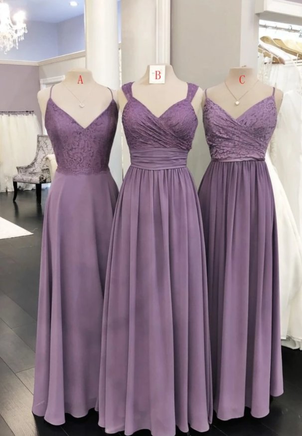 Purple Chiffon Lace Long Prom Dress Evening Dress,pl2836