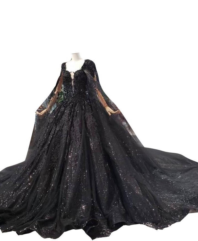 Top View! Designer Shimmery Black Ball Gown, Custom Made, Bridal, Occasion And Party Wear,pl3065