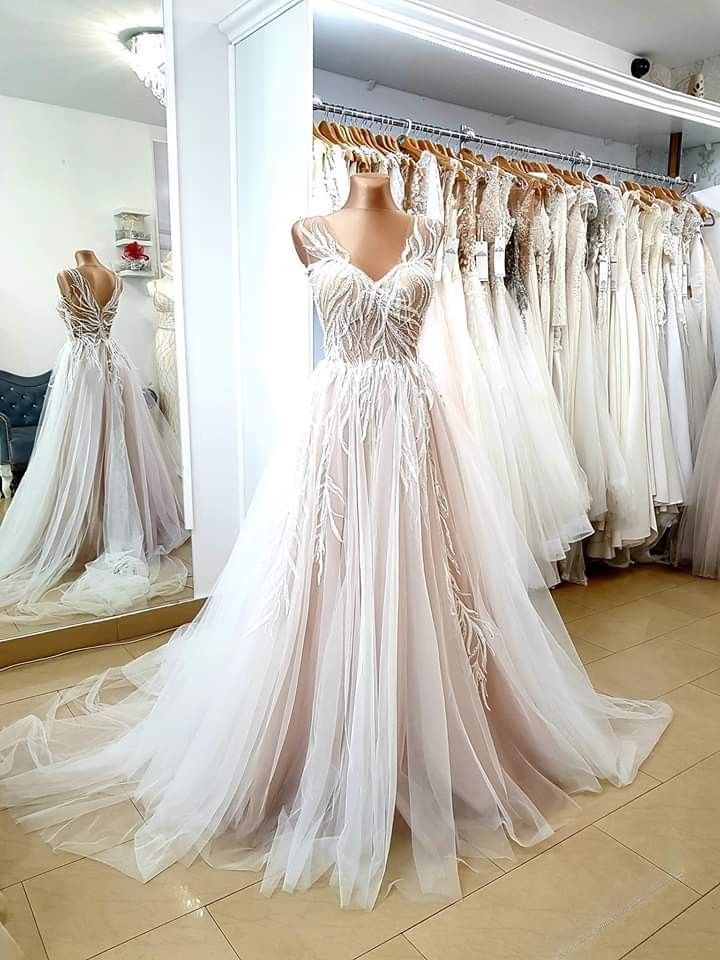 A-line Sleeveless Tulle Lace Appliques Wedding Prom Dress,pl3277