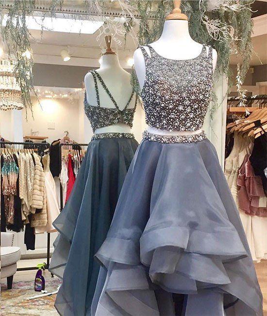 Charming Prom Dress,two Pieces Prom Dress,organza Prom Dress, Beading Prom Dress,pl3294
