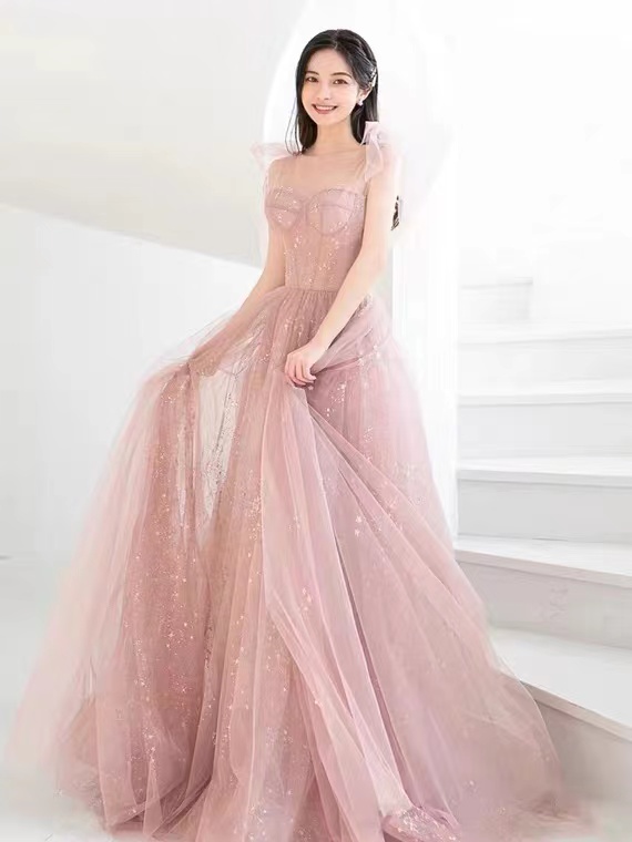 Pink Prom Dress, Fairy Dress, Birthday Dress With Starry,custom Made,pl3364