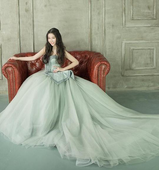 Light Blue Sweetheart Ball Gown Beading Tulle Prom Dress, Sweep Train Quinceanera Dress UQ2540
