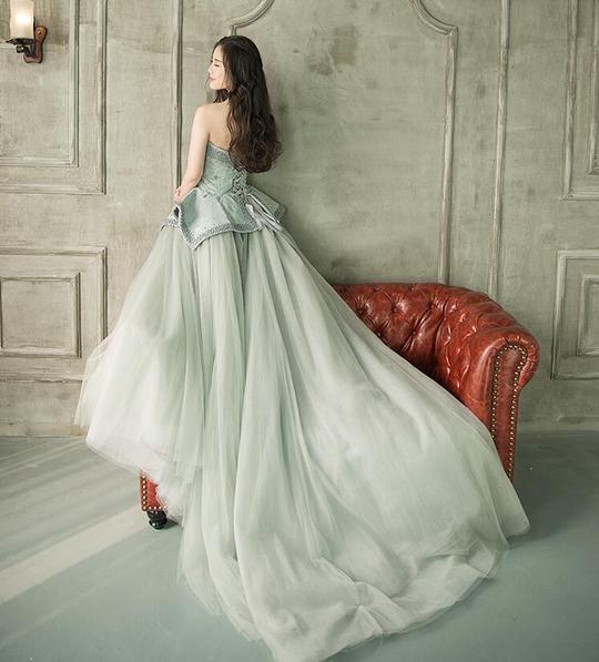 Classy Sweetheart Sleeveless Ball Gown Tulle Appliques Sweep Train Prom Dress