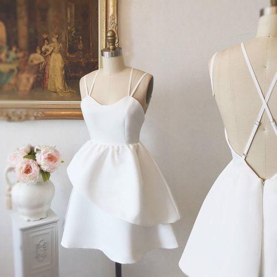 Lovely White A-line Homecoming Dress White Cocktail Dress Y5068 main image 1