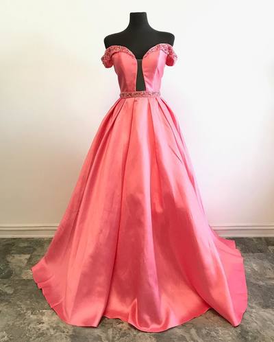 Princess Off The Shoulder Pink Ball Gown.pl3578