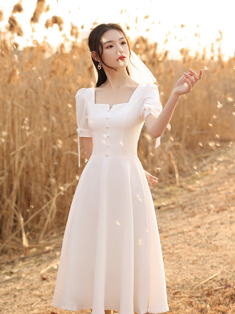White Prom Dress,satin Bridal Dress,outdoor Wedding Dress,custom Made,pl3610