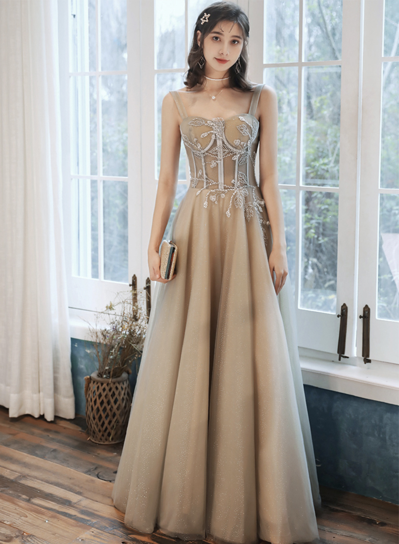 Lovely Tulle Long Prom Dress A Line Evening Dress,pl3767