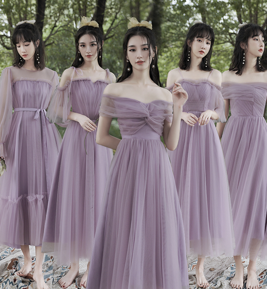 Bridesmaid Dress Romantic Purple Tulle Short Prom Dress,pl3772