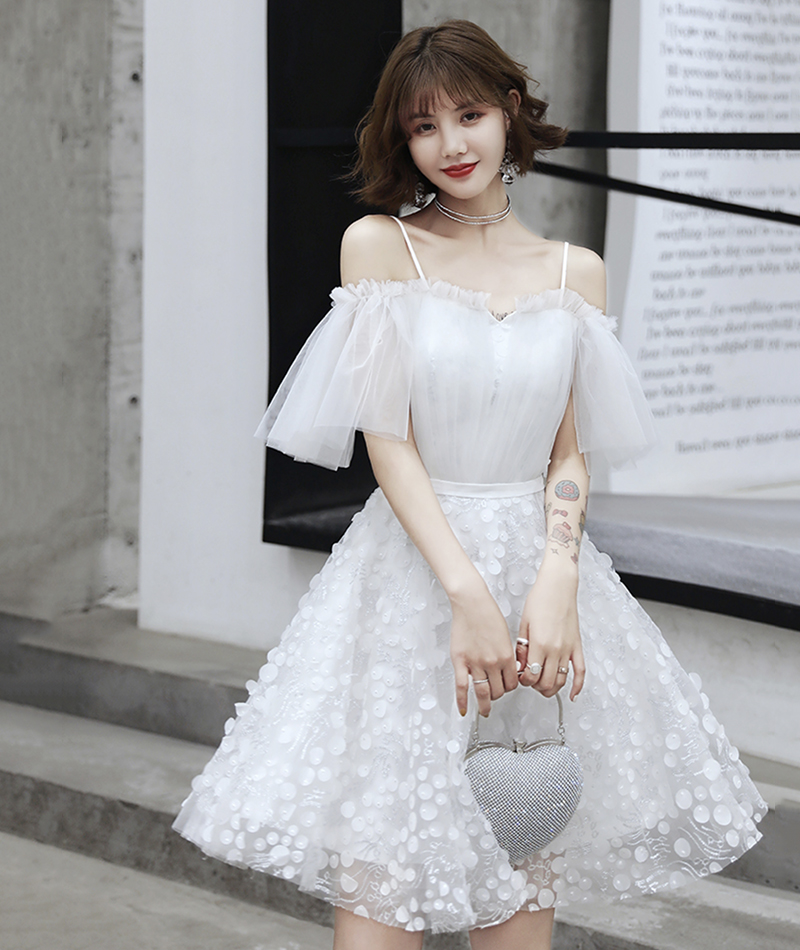 Cute Pearl Tulle Homecoming Dress A-line Short Party Dress SD1263 –  Viniodress