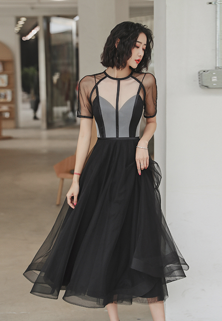 Black Tulle Short Prom Dress Homecoming Dress,pl3816