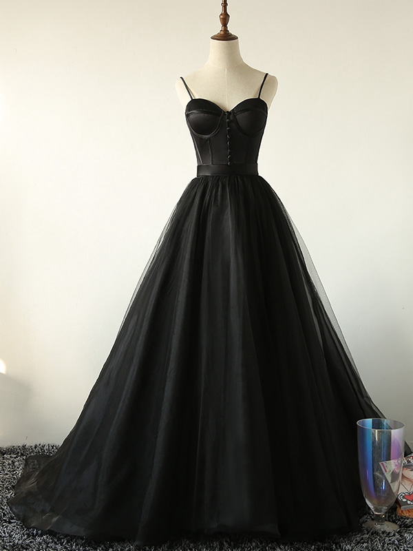 Black Tulle Long Ball Gown Dress,pl3869