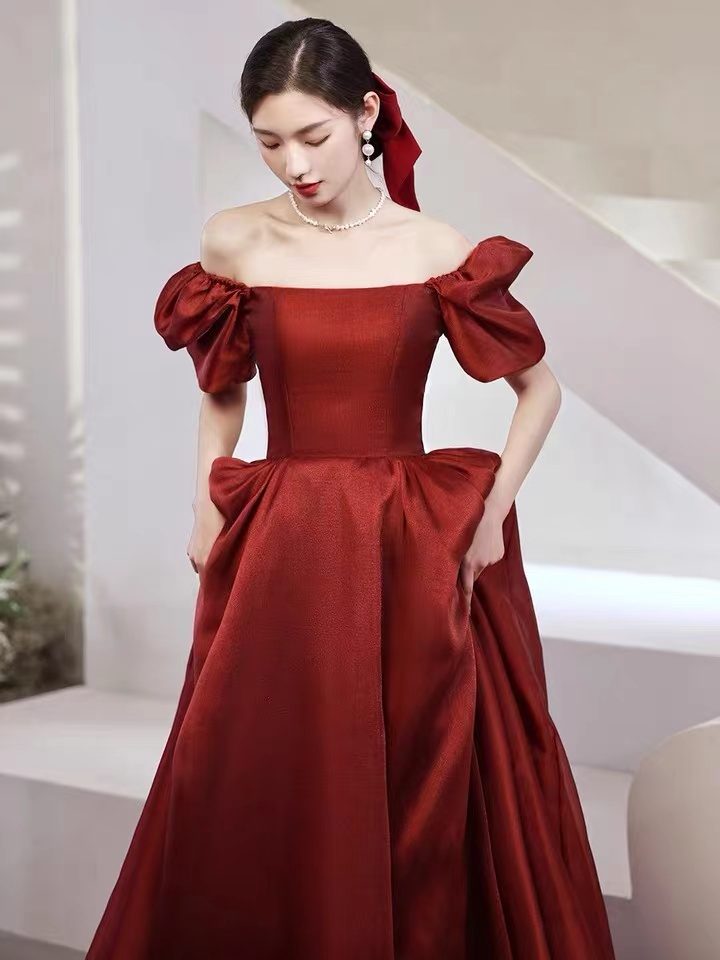 Style, Summer, Style, Summer, Temperament, Red Dress, Puffy Sleeve Dress,custom Made,pl3972