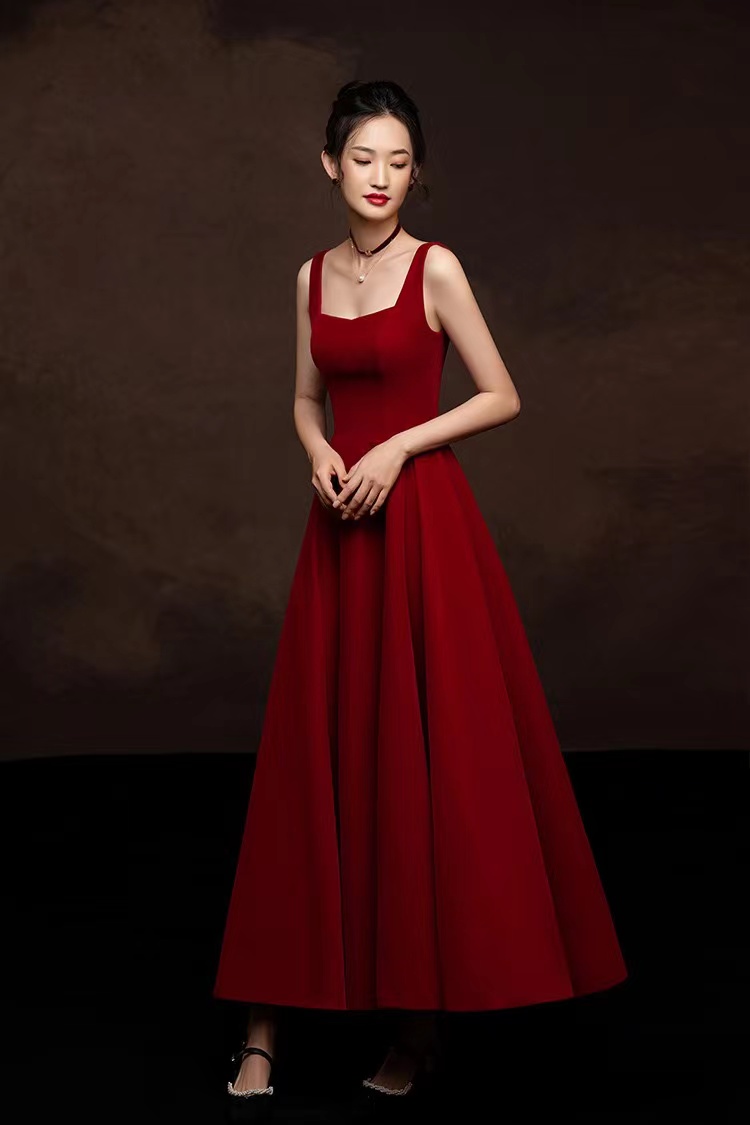 Spaghetti Srap Prom Dress,red Midi Dress,backless Party Dress,custom Made,pl3998