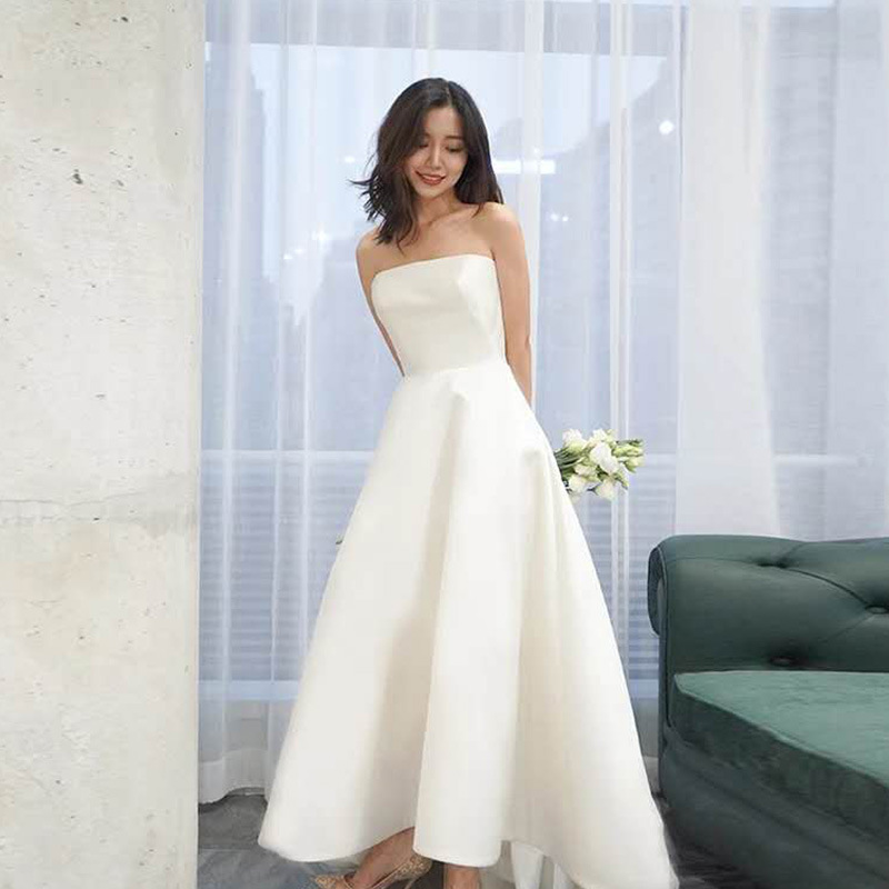 ,strapless Wedding Dress, Simple Bridal Dress,satin Wedding Dress,custom Made,pl4004