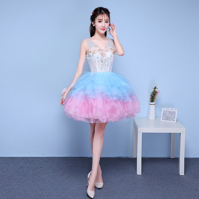 ,colorful Homecoming Dress, V- Neck Party Dress,cute Tutu Dress,custom Made,pl4018