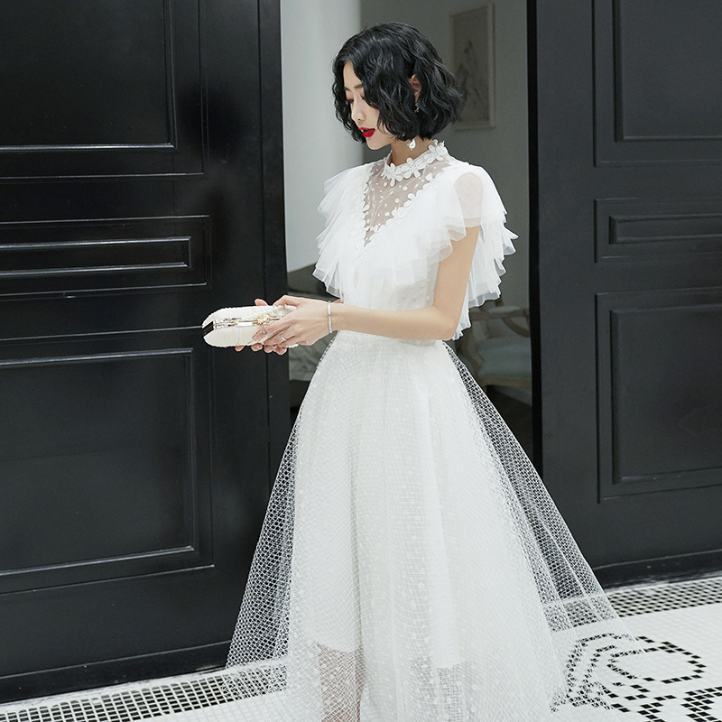 White Evening Dress, Style, Ladies' Party Dress, Noble And Elegant, Princess Fairy Floating Gauze Dress,custom Made,pl4036