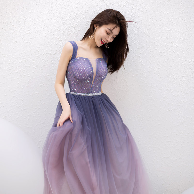 ,student Graduation Dress, Spaghett Strap Party Dress, Bridesmaid Dress Fairy Purple,custom Made,pl4037