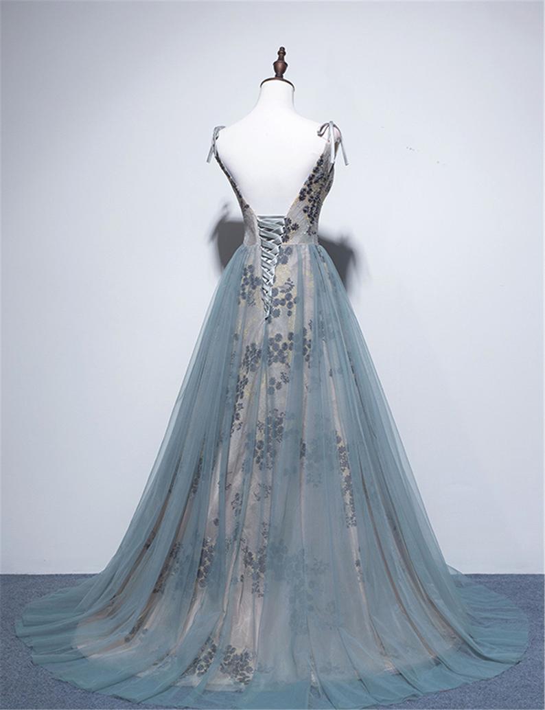 5169 Light Blue Pocket Evening Dress