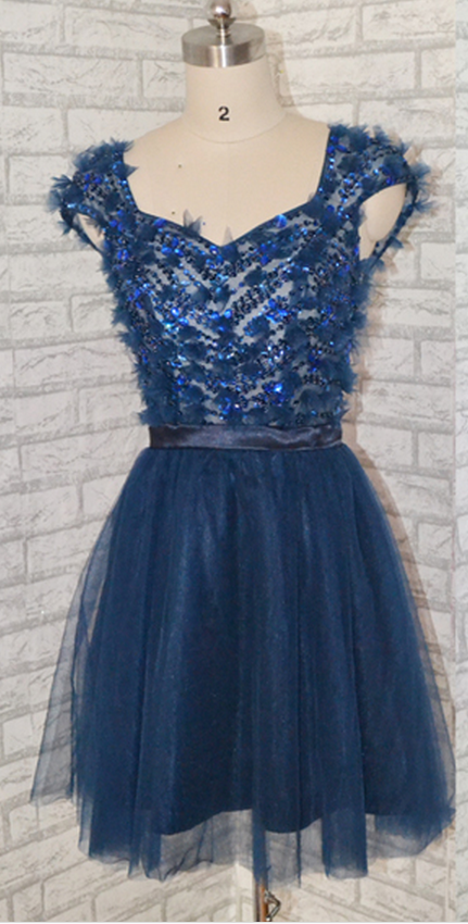 Sweetheart Short Navy Blue Prom Dress Lovely Prom Dress,short Prom Dress,navy Blue Prom Dress,pl4200