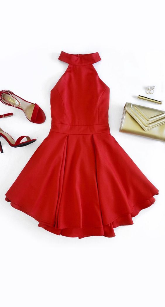 Halter Prom Dress,red Prom Dress,mini Prom Dress,fashion Homecomig Dress,sexy Party Dress, Style Evening Dress,pl4202